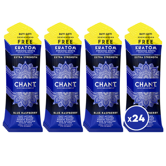 Chant Kratom Shot – Blue Raspberry Extra Strength 80 MIT - Pack of 24