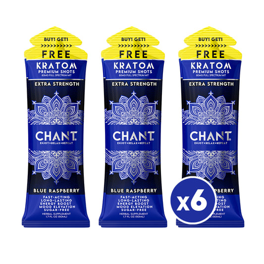 Chant Kratom Shot – Blue Raspberry Extra Strength 80 MIT - Pack of 6