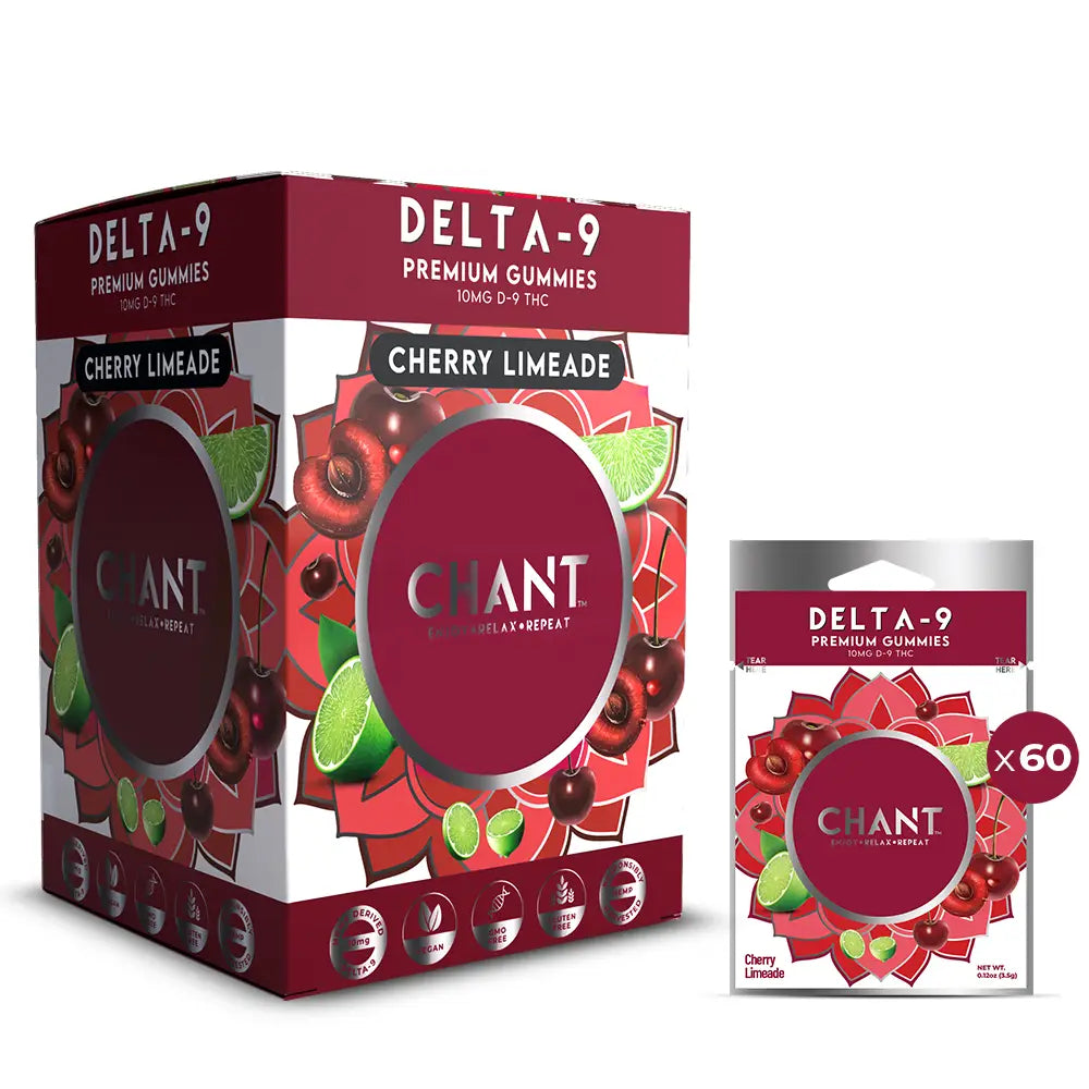 Chant Delta-9 THC Gummy – Cherry Limeade Pouch – 60 Pouches / Display