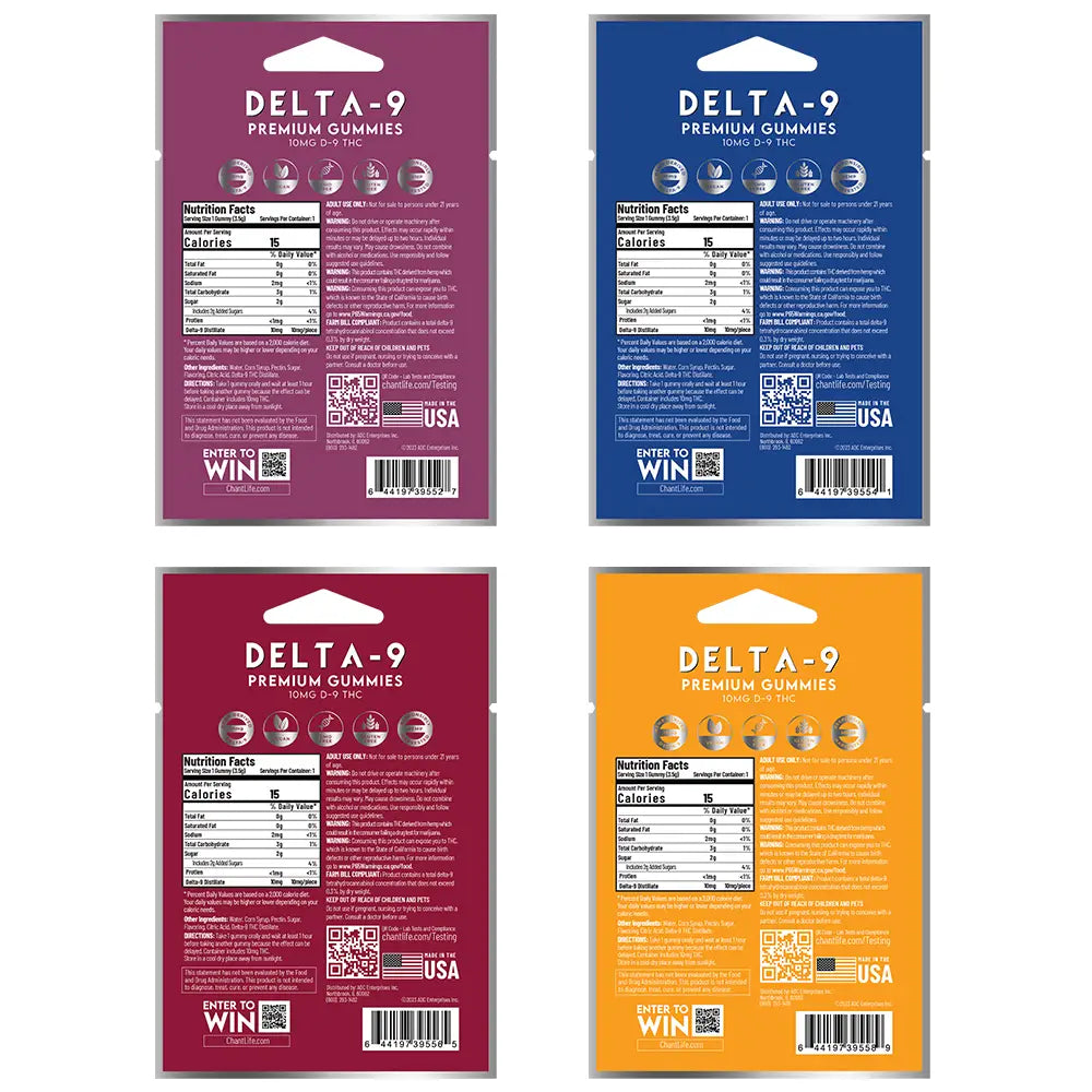 Chant Delta-9 THC Gummy – Mixed Display – 60 Pouches / Display