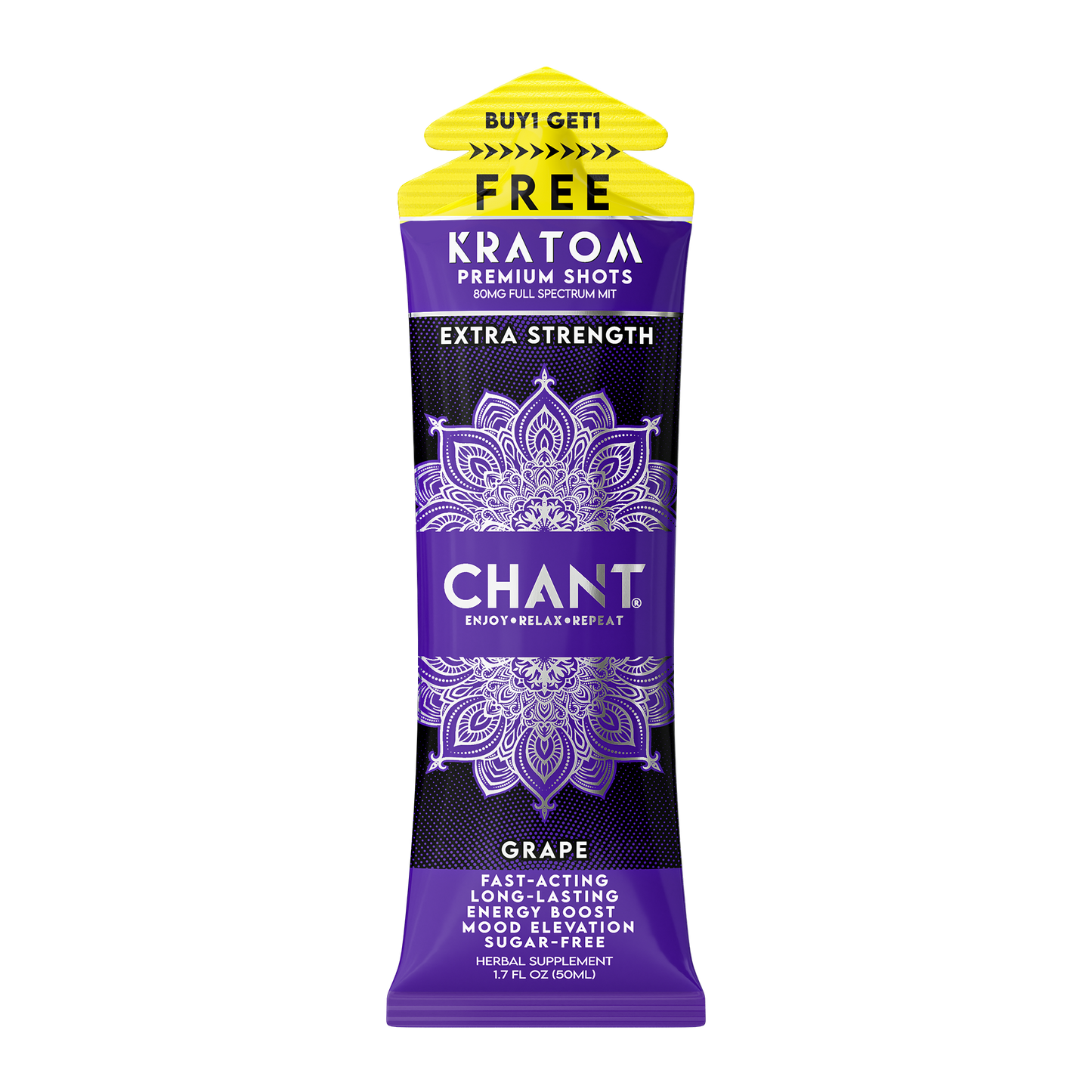 KRATOM 80 MIT Chant Kratom Shot – Grape Extra Strength 80 MIT - 1 Pouch