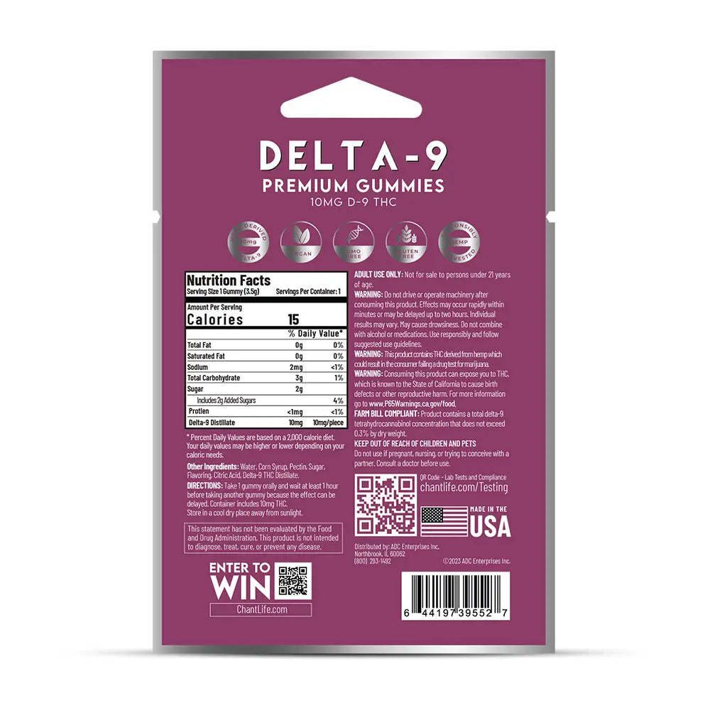 Chant Delta-9 THC Gummy – Wild Berry Pouch – 60 Pouches / Display