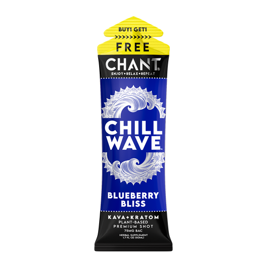 KAVA+KRATOM Chant Chill Wave Shot – Blueberry Bliss - 1 Pouch
