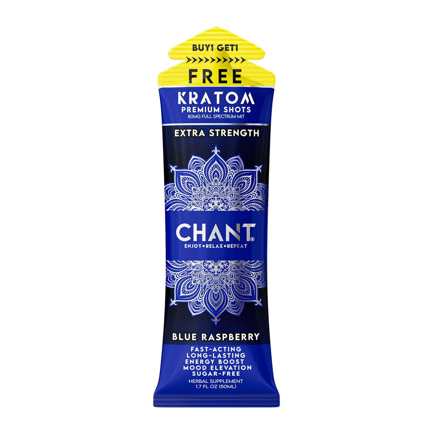 KRATOM 80 MIT Chant Kratom Shot – Blue Raspberry Extra Strength 80 MIT - 1 Pouch
