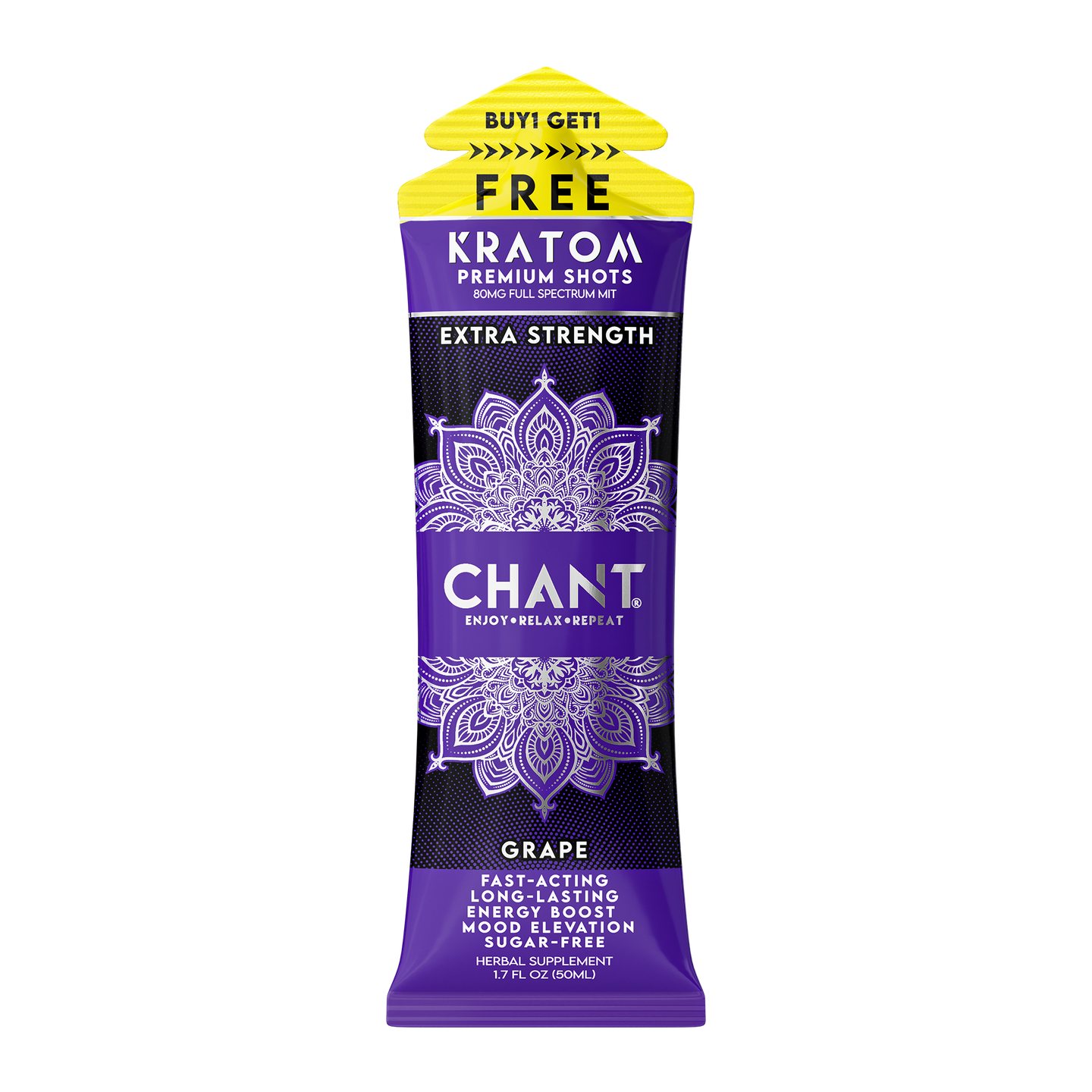 KRATOM 80 MIT Chant Kratom Shot – Grape Extra Strength 80 MIT - 1 Pouch
