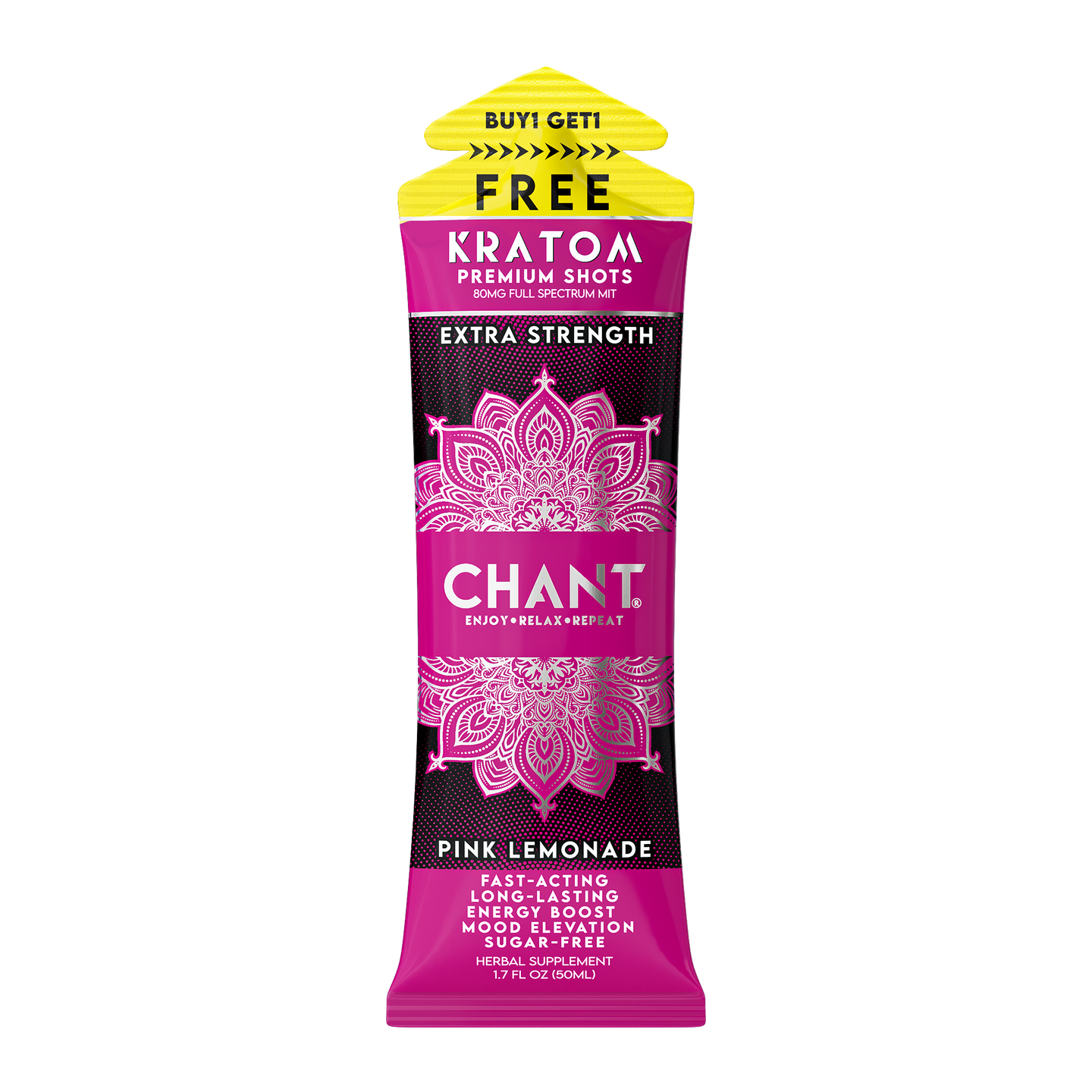 KRATOM 80 MIT Chant Kratom Shot – Pink Lemonade Extra Strength 80 MIT - 1 Pouch