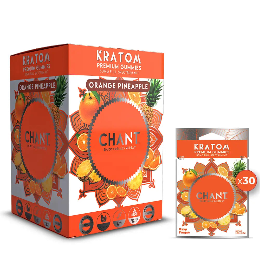 Chant Kratom Gummy – Orange Pineapple Pouch – 30 Pouches / Display