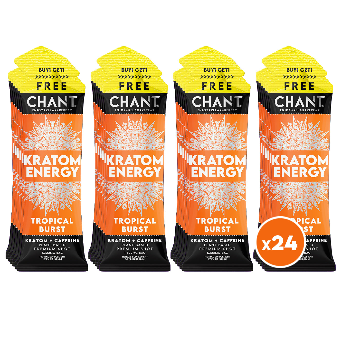 Chant Kratom Energy Shot – Tropical Burst - Pack of 24