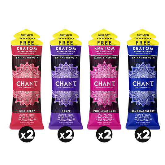 Chant Kratom Shot – Variety Extra Strength 80 MIT - Pack of 8