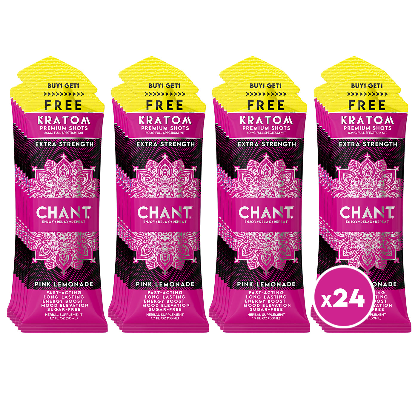 Chant Kratom Shot – Pink Lemonade Extra Strength 80 MIT - Pack of 24